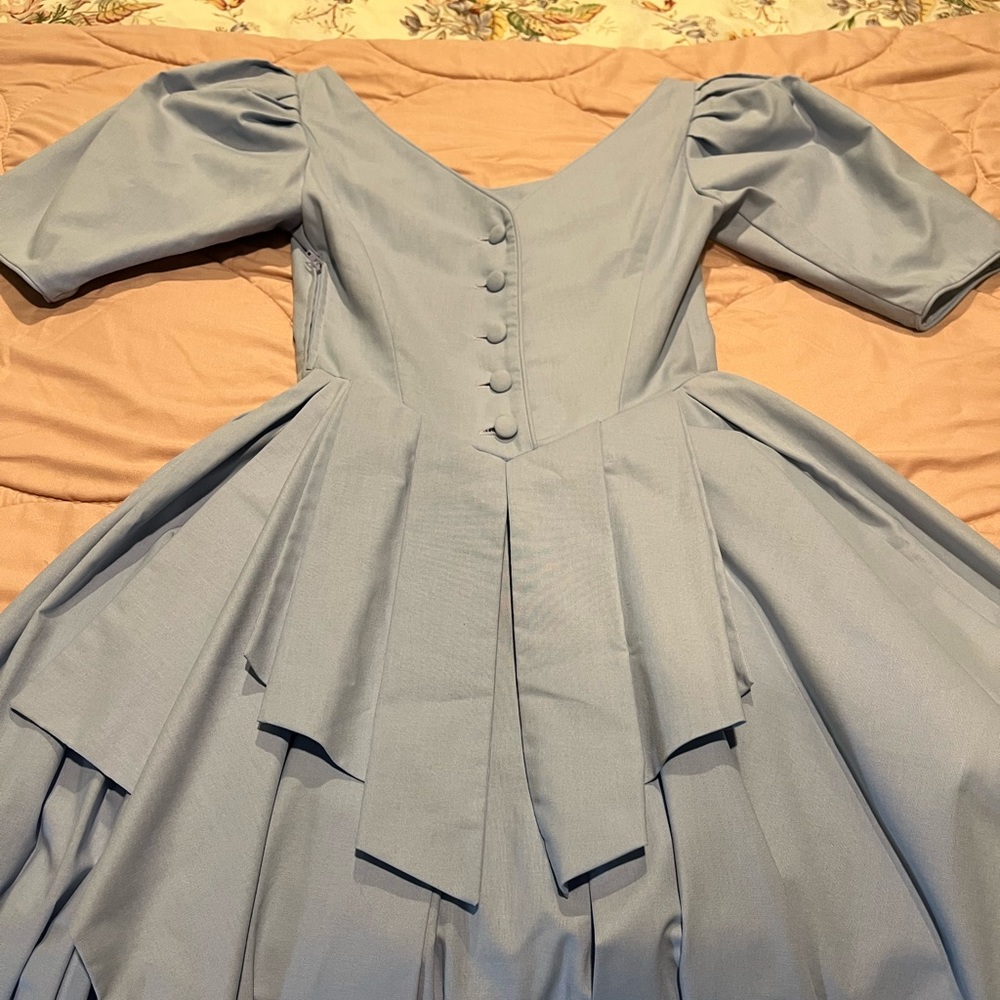 Vintage Laura Ashley blue cotton tea length party dress cottagecore Victorian